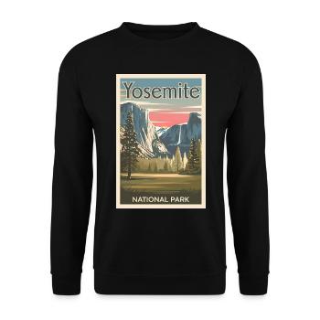 Affiche rétro souvenir du parc national de Yosemite - Sweat-shirt Unisexe - noir - Devant - Alina (178cm) & Michal (187cm)