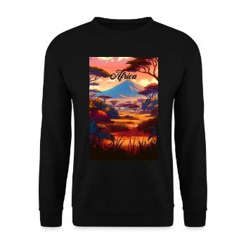 Africa Safari Retro Poster Vintage Souvenir - Unisex Sweatshirt - black - Front - Alina (178cm) & Michal (187cm)