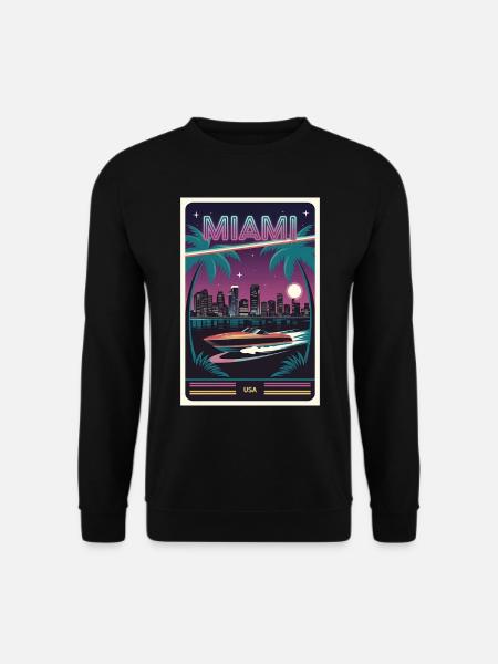 Miami Neon Retro Poster Vintage Souvenir - Unisex Pullover - Schwarz
