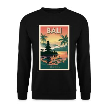 Bali Retro Sunset Poster Vintage Souvenir - Unisex Sweatshirt - black - Front - Alina (178cm) & Michal (187cm)