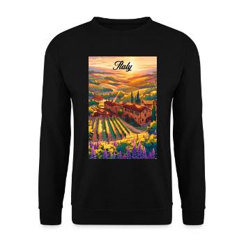 Italy Tuscany Retro Poster Vintage Souvenir - Unisex Pullover - Schwarz - Vorne - Alina (178cm) & Michal (187cm)