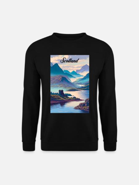 Scotland Highlands Poster Vintage Souvenir - Unisex Pullover - Schwarz