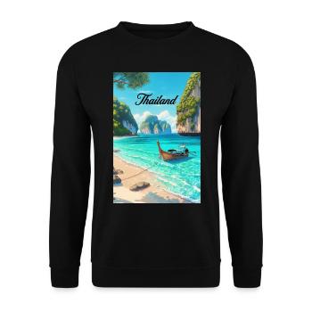 Thailand Beach Affiche Rétro Souvenir Vintage - Sweat-shirt Unisexe - noir - Devant - Alina (178cm) & Michal (187cm)