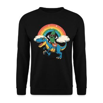 Pickle Cucumber Riding A Dinosaur Rainbow Cartoon - Unisex Sweatshirt - black - Front - Alina (178cm) & Michal (187cm)