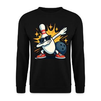 Bowling Pin Dabbing Dab Sunglasses Bowling Ball - Unisex Sweatshirt - black - Front - Alina (178cm) & Michal (187cm)