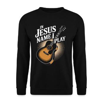 Im Namen Jesu Spiele Ich Gitarre - Unisex Pullover - Schwarz - Vorne - Alina (178cm) & Michal (187cm)