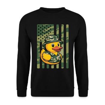 Canard en caoutchouc mignon Militaire vétéran de l’armée Camouflage militaire - Sweat-shirt Unisexe - noir - Devant - Alina (178cm) & Michal (187cm)