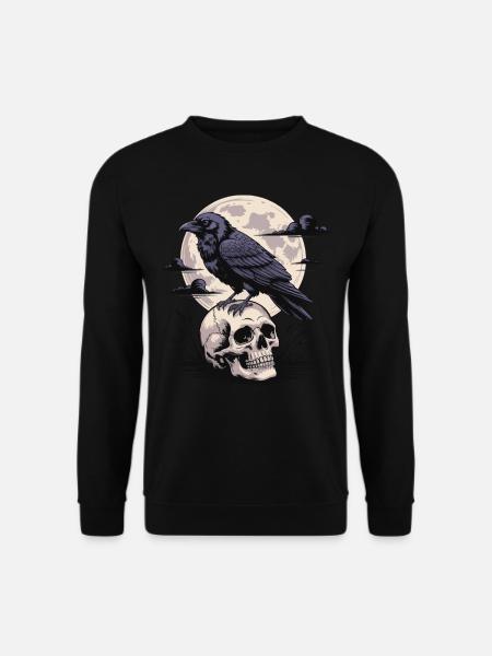 Black Raven Skull Full Moon Dark Gothic Emo Dark - Unisex Sweatshirt - black