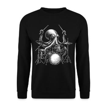 Drummer Octopus Drum Set Musician Percussion - Unisex Sweatshirt - black - Front - Alina (178cm) & Michal (187cm)