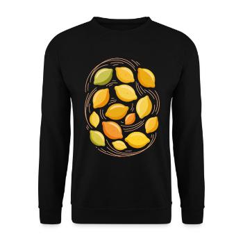 Frische Zitrusfrüchte Illustration - Unisex Pullover - Schwarz - Vorne - Alina (178cm) & Michal (187cm)