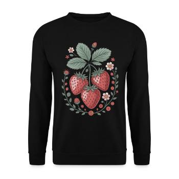 Fraises gaies avec décoration florale - Sweat-shirt Unisexe - noir - Devant - Alina (178cm) & Michal (187cm)