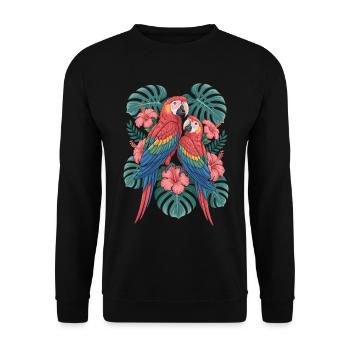 Exotic parrots with tropical flowers - Unisex Sweatshirt - black - Front - Alina (178cm) & Michal (187cm)