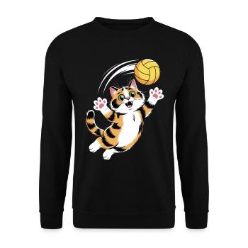 Chat joueur avec volley-ball - Sweat-shirt Unisexe - noir - Devant - Alina (178cm) & Michal (187cm)