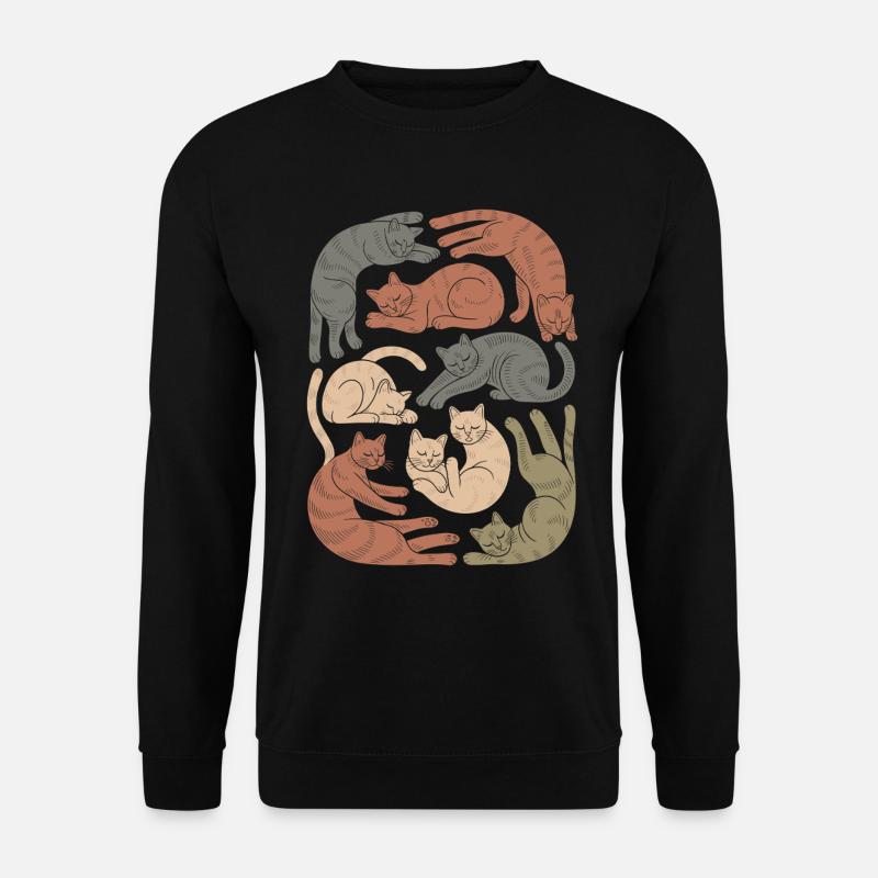 Entspannte Boho Katze Muster - Unisex Pullover - Schwarz
