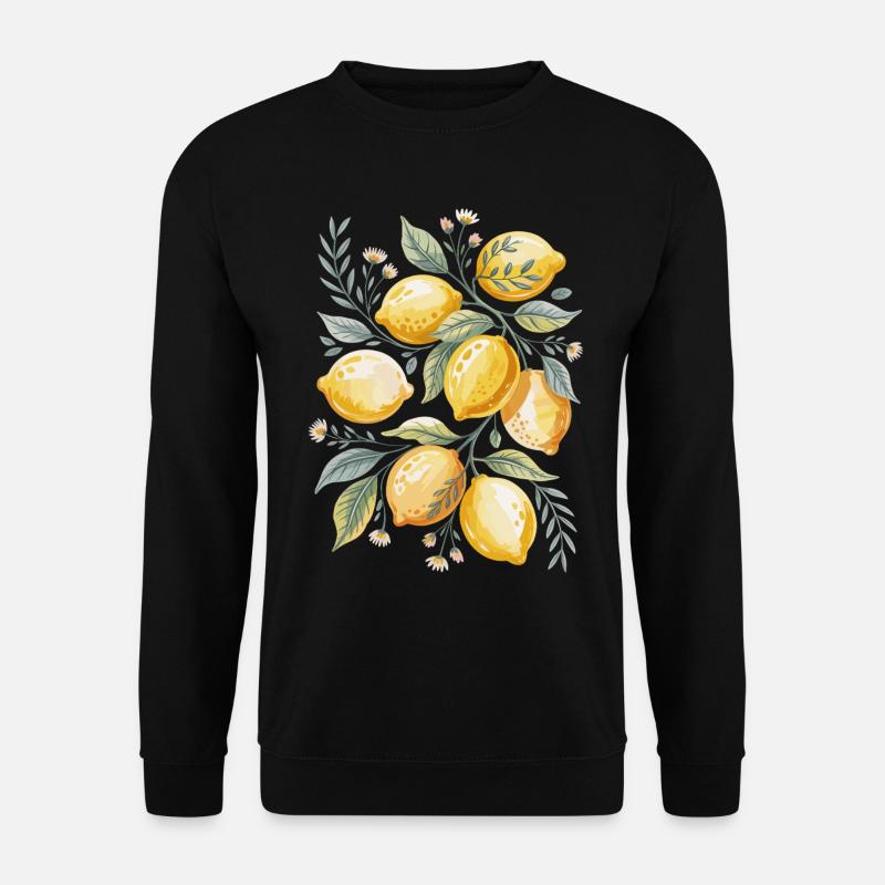 Frische Zitronen Mit Blättern Motiv - Unisex Pullover - Schwarz