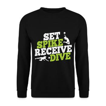 Volleyballer Spruch Für Volleyballspiel Volleyball - Unisex Pullover - Schwarz - Vorne - Alina (178cm) & Michal (187cm)