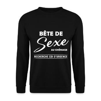 Sex beast / humor and funny gift - Unisex Sweatshirt - black - Front - Alina (178cm) & Michal (187cm)
