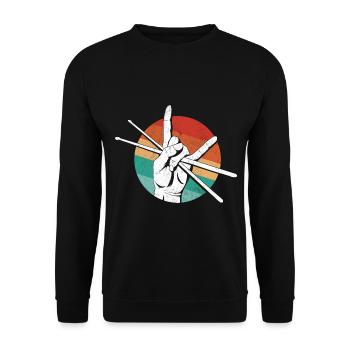 Schlagzeug Spieler Drummer - Unisex Pullover - Schwarz - Vorne - Alina (178cm) & Michal (187cm)
