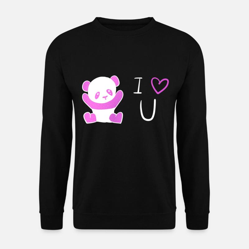 pinker panda ich liebe dich - Unisex Pullover - Schwarz