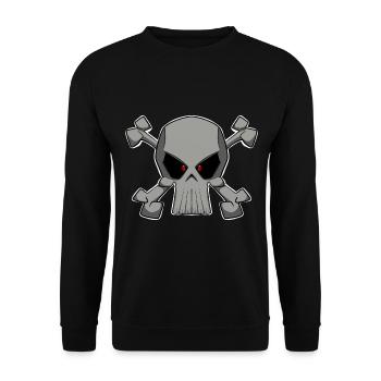 Cooler Totenkopf im Piratenflaggen Stil Shirt - Unisex Pullover - Schwarz - Vorne - Alina (178cm) & Michal (187cm)