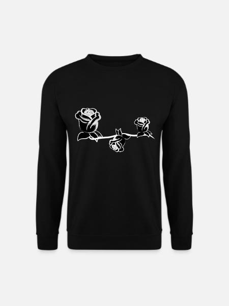 drei pflanzen rosen blume rose strich - Unisex Pullover - Schwarz