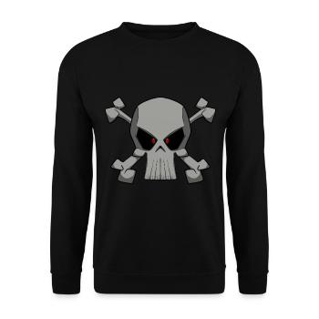 Cooler Totenkopf im Piratenflaggen Stil Shirt - Unisex Pullover - Schwarz - Vorne - Alina (178cm) & Michal (187cm)