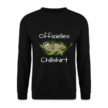 Offizielles Chillshirt Faultier Chiller Spruch - Unisex Pullover - Schwarz - Vorne - Alina (178cm) & Michal (187cm)