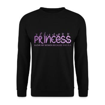 J'aime ma femme parce qu'elle est une princesse - Sweat-shirt Unisexe - noir - Devant - Alina (178cm) & Michal (187cm)