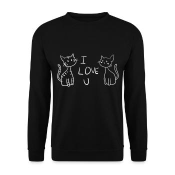 Ich liebe dich katzen katze - Unisex Pullover - Schwarz - Vorne - Alina (178cm) & Michal (187cm)