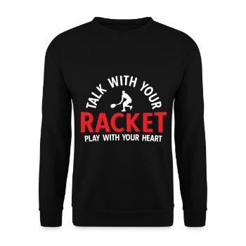Tennisplatz Spruch Für Tennis - Unisex Pullover - Schwarz - Vorne - Alina (178cm) & Michal (187cm)