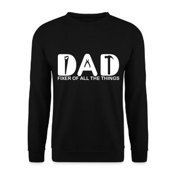 Papa. Fixierer aller Dinge. - Unisex Pullover - Schwarz - Vorne - Alina (178cm) & Michal (187cm)