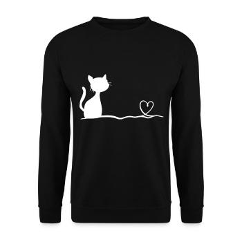 Symbole Cat Line Stroke Heart Love - Sweat-shirt Unisexe - noir - Devant - Alina (178cm) & Michal (187cm)