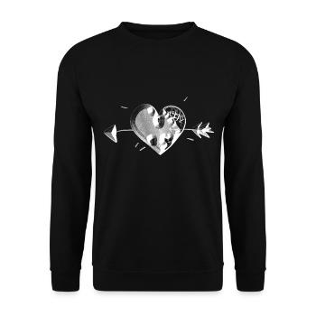 herz symbol grau pfeil narben - Unisex Pullover - Schwarz - Vorne - Alina (178cm) & Michal (187cm)