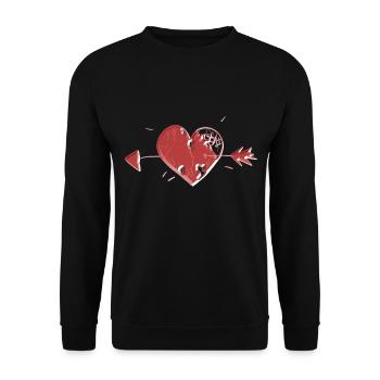herz symbol rot pfeil narben - Unisex Pullover - Schwarz - Vorne - Alina (178cm) & Michal (187cm)