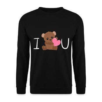 I love you bear heart Valentine's Day - Unisex Sweatshirt - black - Front - Alina (178cm) & Michal (187cm)