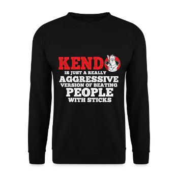 Japanischer Schwertkampf Kendo - Unisex Pullover - Schwarz - Vorne - Alina (178cm) & Michal (187cm)