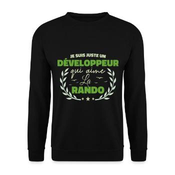 Fier d’être Développeur et Passionné de la Rando - Sweat-shirt Unisexe - noir - Devant - Alina (178cm) & Michal (187cm)