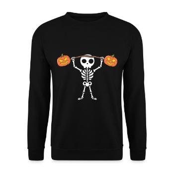 Halloween Skeleton Pumpkin - Unisex Sweatshirt - black - Front - Alina (178cm) & Michal (187cm)