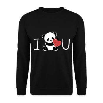 ich liebe dich panda valentinstag - Unisex Pullover - Schwarz - Vorne - Alina (178cm) & Michal (187cm)