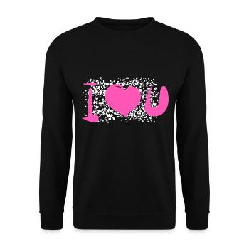 herz muster punkte ich liebe dich - Unisex Pullover - Schwarz - Vorne - Alina (178cm) & Michal (187cm)
