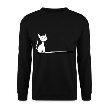 Ligne mignonne caressée par chat - Sweat-shirt Unisexe - noir - Devant - Alina (178cm) & Michal (187cm)