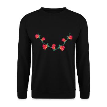 Line Rose Heart Flower Rose Shape Flowers - Unisex Sweatshirt - black - Front - Alina (178cm) & Michal (187cm)