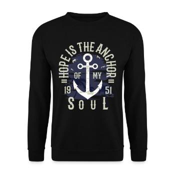 Hope Is The Anchor of my Life Hoffnung Anker Zitat - Unisex Pullover - Schwarz - Vorne - Alina (178cm) & Michal (187cm)