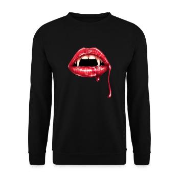 Gothic Vampire Halloween Lips Trick Or Treat Gift - Unisex Sweatshirt - black - Front - Alina (178cm) & Michal (187cm)