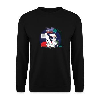 Lustiges dalmatinisches Hundetattoo - Unisex Pullover - Schwarz - Vorne - Alina (178cm) & Michal (187cm)