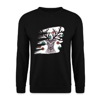 Weihnachtsrotwild-Weihnachtstag-abstrakte Kunstarbeits-Art-Weihnachtsfeier - Unisex Pullover - Schwarz - Vorne - Alina (178cm) & Michal (187cm)