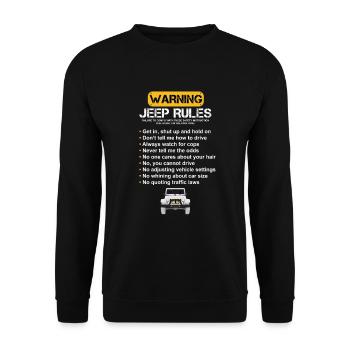 Avertissement Dirt Vehicle Rules Amoureux des Wrangler - Sweat-shirt Unisexe - noir - Devant - Alina (178cm) & Michal (187cm)