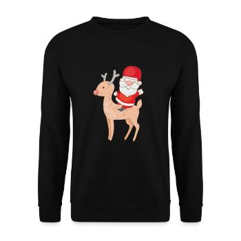 Sankt-Reiten auf Rudolph-Ren-Weihnachtsweihnachten - Unisex Pullover - Schwarz - Vorne - Alina (178cm) & Michal (187cm)
