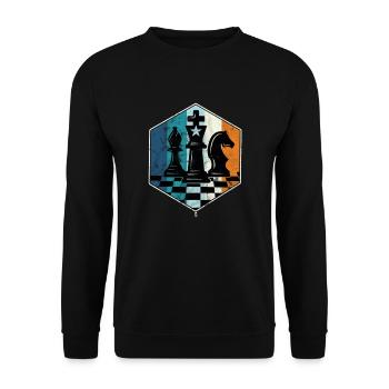 Pièce d'échecs vintage rétro Chess Master Club - Sweat-shirt Unisexe - noir - Devant - Alina (178cm) & Michal (187cm)