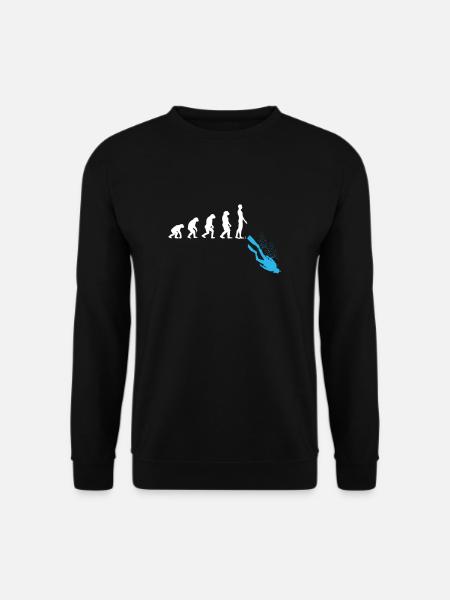 Human Evolution Funny Scuba Diving Diver Graphic - Uniseks sweater - zwart